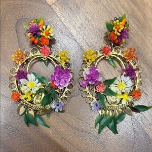 Mercedes Salazar Large Floral Gold Earrings
